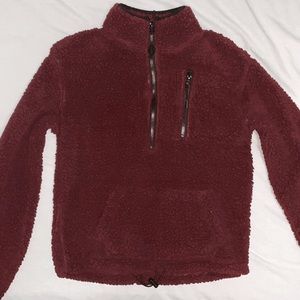 SOLD- Maroon Sherpa Quarter Zip